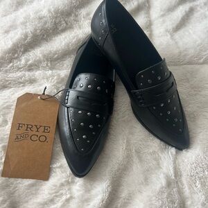 FRYE AND CO. Black Loafers Slip-Ons with Studded Detailing
